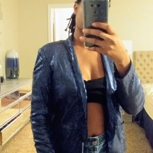 Forever 21 navy dark blue sequin jacket blazer S